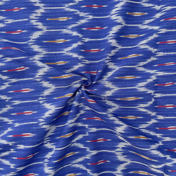 Blue Colour Ikkat Cotton Fabric