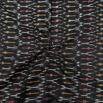 Mersiced Black Colour Ikkat Cotton Fabric