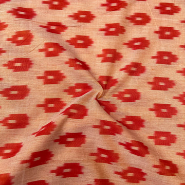 Mersiced Pastel Orange Colour Ikkat Cotton Fabric
