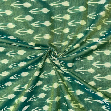 Green mercerised-ikkat Cotton Fabric