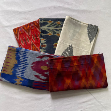 🌟 Festive Combo Offer: Handloom Ikkat Blouse Fabric – Set of 5 (1 Meter Each) 🌟