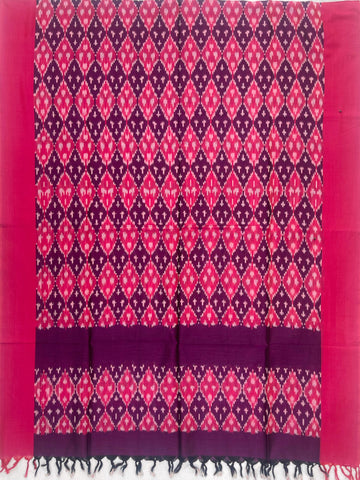 Pochampally Ikkat Cotton Duppata In Purple & Pink Colour
