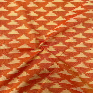 Mersiced Orange Colour Ikkat Cotton Fabric