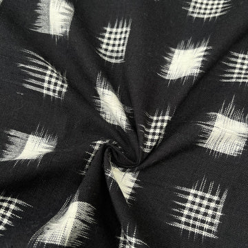 Black Color Pochampally Ikkat Cotton Fabric