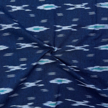 Navy Blue Colour Ikkat Cotton Fabric