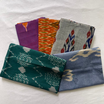Buy 3 Get 2 Free" offer for the set of 5 blouse fabrics (1 meter each)