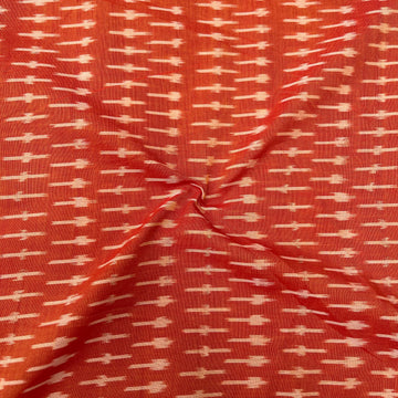Mersiced Orange Colour Ikkat Cotton Fabric
