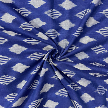 Blue Mersiced Ikkat cotton Fabric