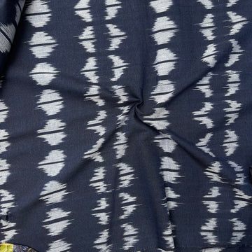 Navi Blue Colour Ikkat Cotton Fabric