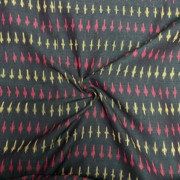 Merisced Bottle Green Colour ikkat Cotton Fabric