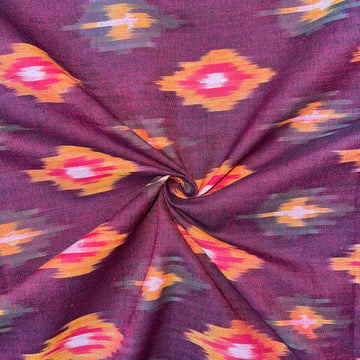 Maroon Color Ikkat cotton Fabric