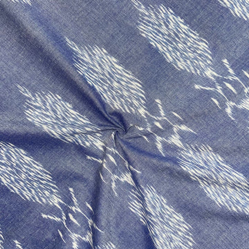Pestal Blue Color Ikkat cotton Fabric