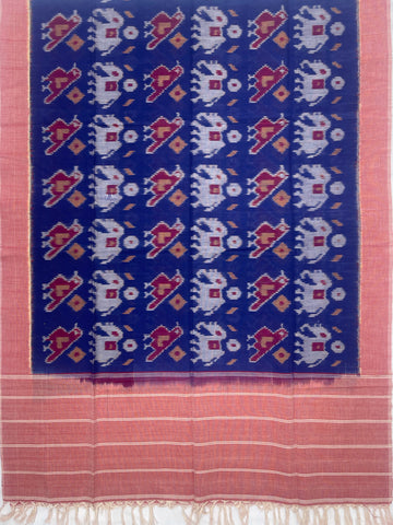 Pochampally Ikkat Cotton Duppata In Blue Colour