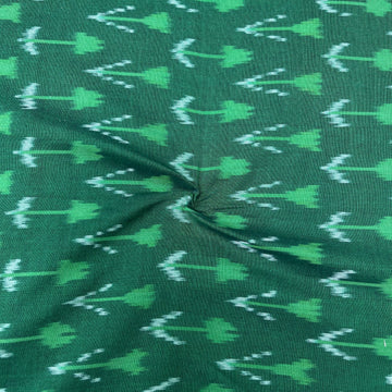 Mersiced Bottile Green Colour Ikkat Cotton Fabric