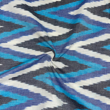 Zig Zag Multi color Ikkat Cotton Fabric