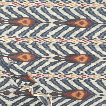 Off White Central Asia Ikkat Cotton Fabric