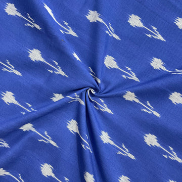 Blue Color Pochampally ikkat Cotton Fabric