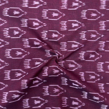 Mersiced Maroon Colour Ikkat Cotton Fabric