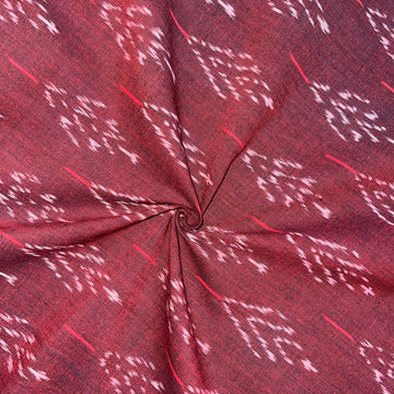 Maroon Color Pochampally ikkat Cotton Fabric