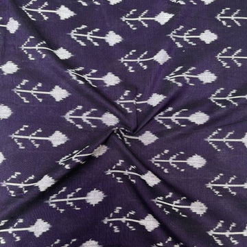 Mersiced Navi Blue Colour Ikkat Cotton Fabric