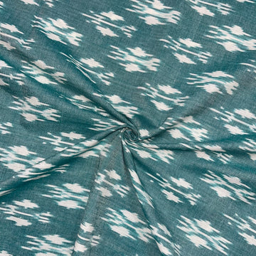 Pestal Green Color Butterfly Disign Pochampally ikkat Cotton Fabric