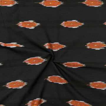 Black Colour Ikkat Cotton Fabric