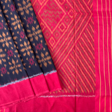 Black Pochampally Ikkat cotton Saree