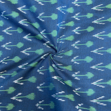 Mersiced Blue Colour ikkat Cotton Fabric