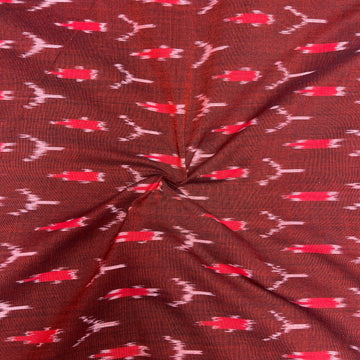 Mersiced Maroon ikkat Cotton Fabric