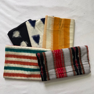 Buy 3 Get 2 Free" offer for the set of 5 blouse fabrics (1 meter each):