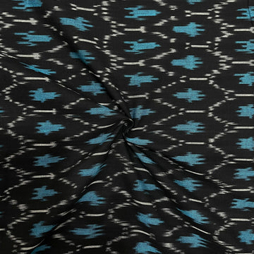 Black Color Pochampally ikkat Cotton Fabric