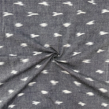 Gray Colour Ikkat Cotton Fabric