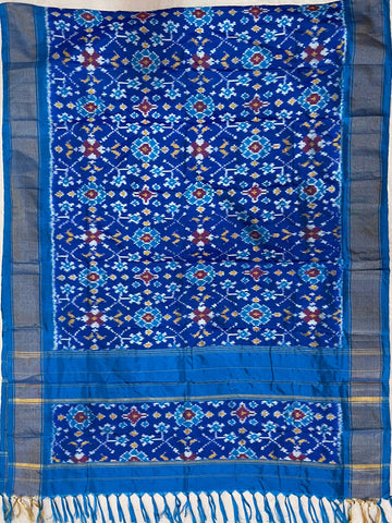Blue colour Ikkat silk duppata