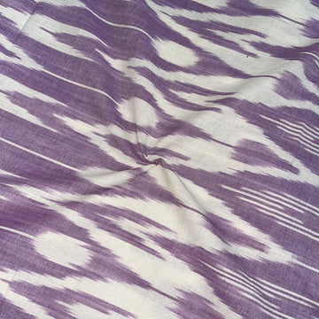 Lavendor & Off White Color Pochampally ikkat Cotton Fabric