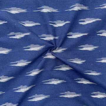 Blue Colour Ikkat Cotton Fabric