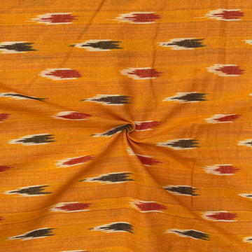 Mustard Yellow Colour Ikkat Cotton Fabric
