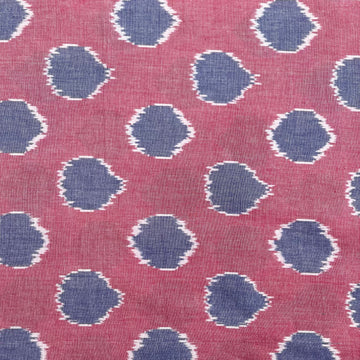 Polka dots ikkat cotton fabric