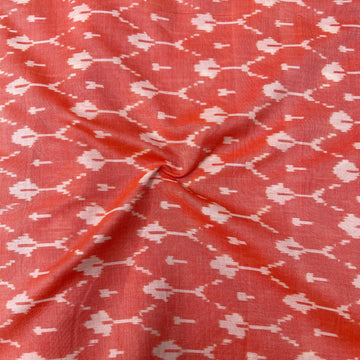 Mersiced Orange Colour Ikkat Cotton Fabric