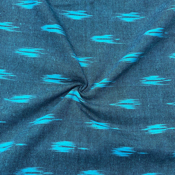 Blue Colour Ikkat Cotton Fabric