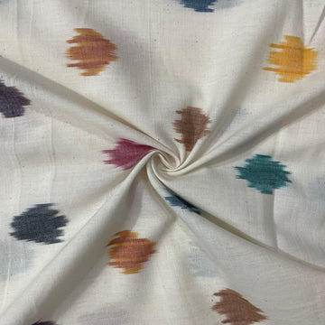 Off White Color Pochampally ikkat Cotton Fabric
