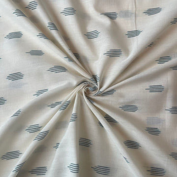 Merisced Ikkat cotton off white base green Design