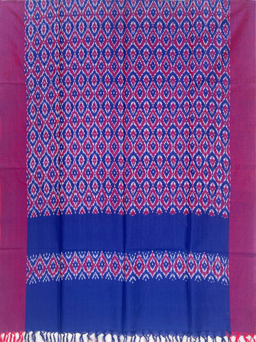 Pochampally Ikkat Cotton Duppata In Blue & Pink Colour