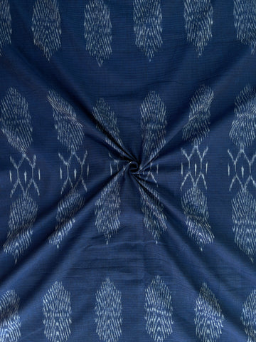 ROYAL BLUE IKKAT COTTON FABRIC IN RUDRASHA IKKAT DESIGN