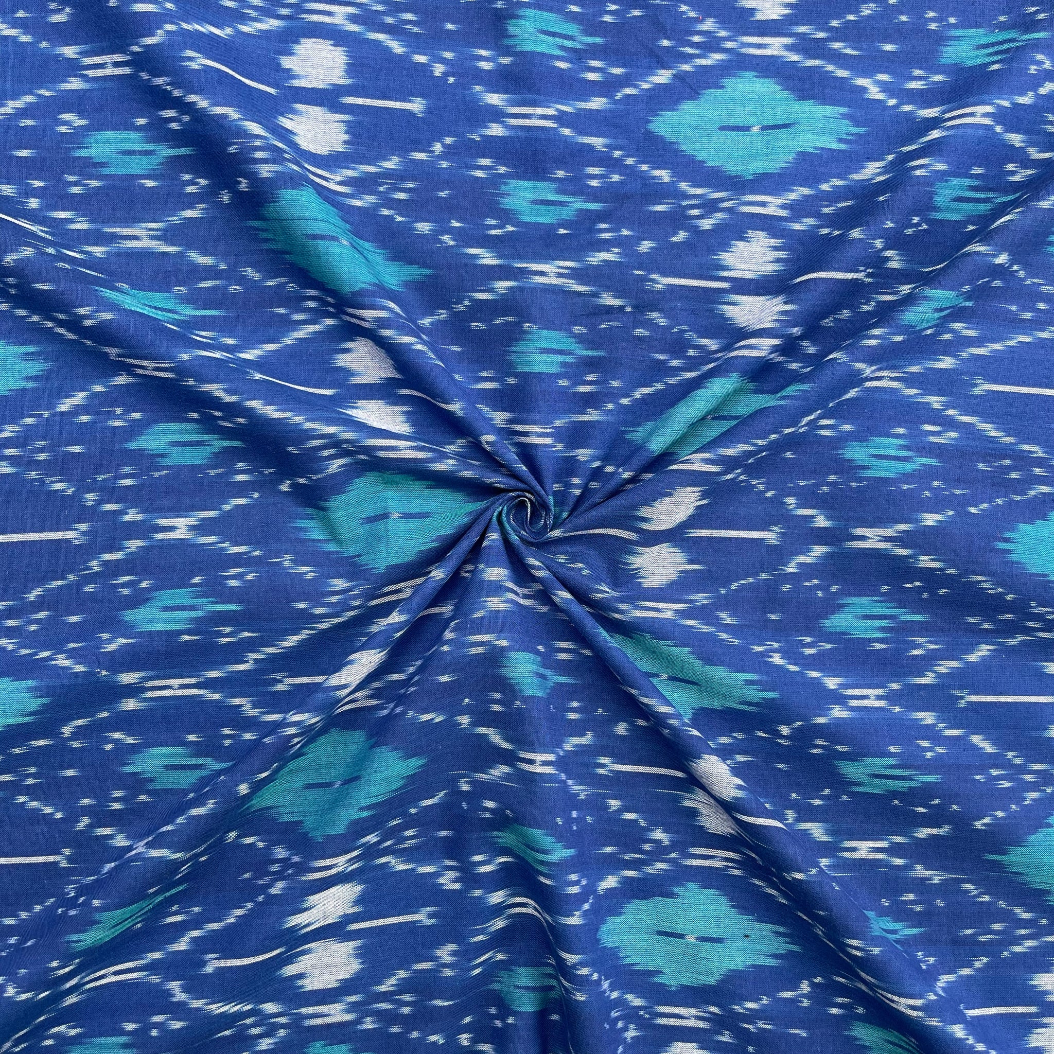 Blue Color Ikkat cotton Fabric