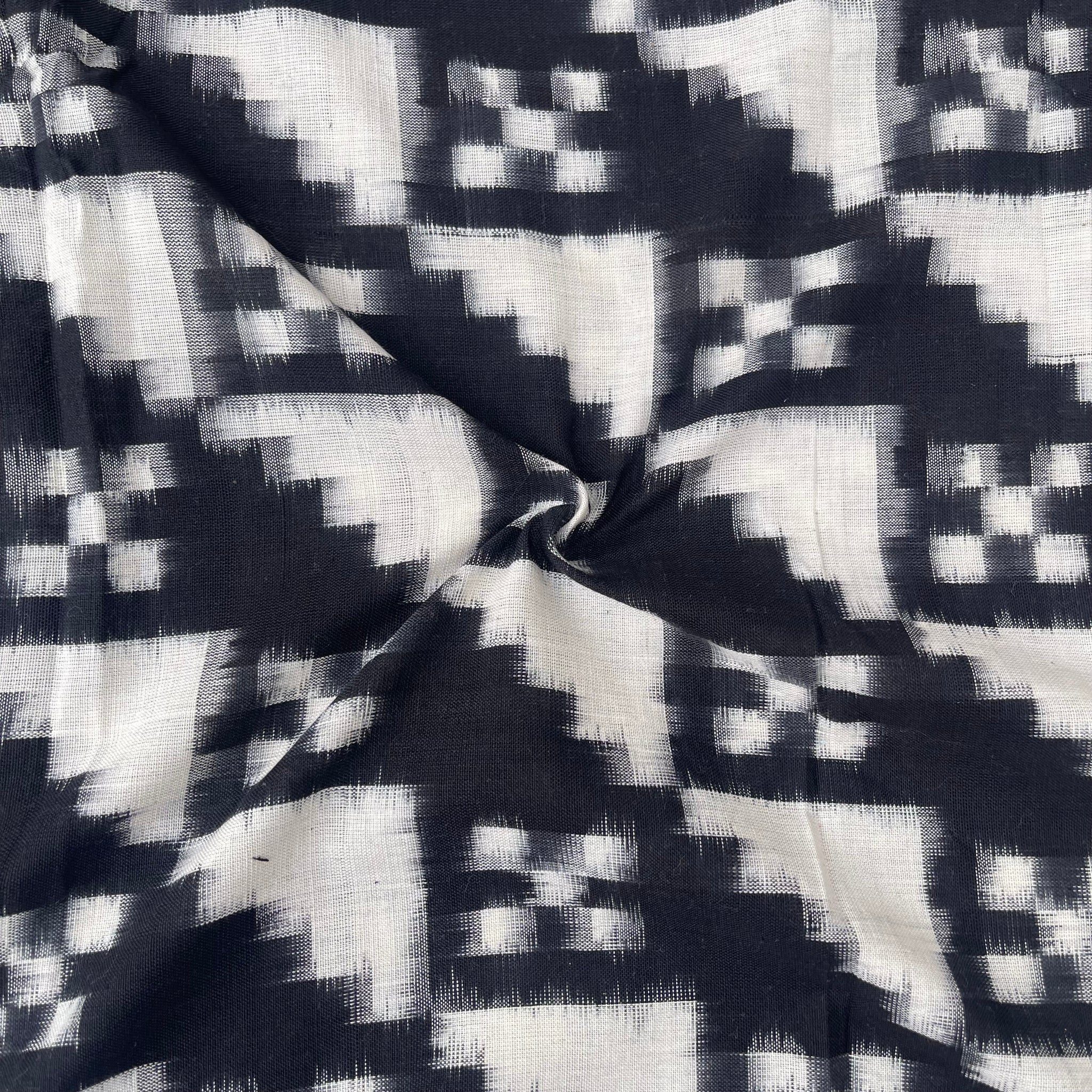 Geometric Triangle Strips Ikkat Cotton Fabric