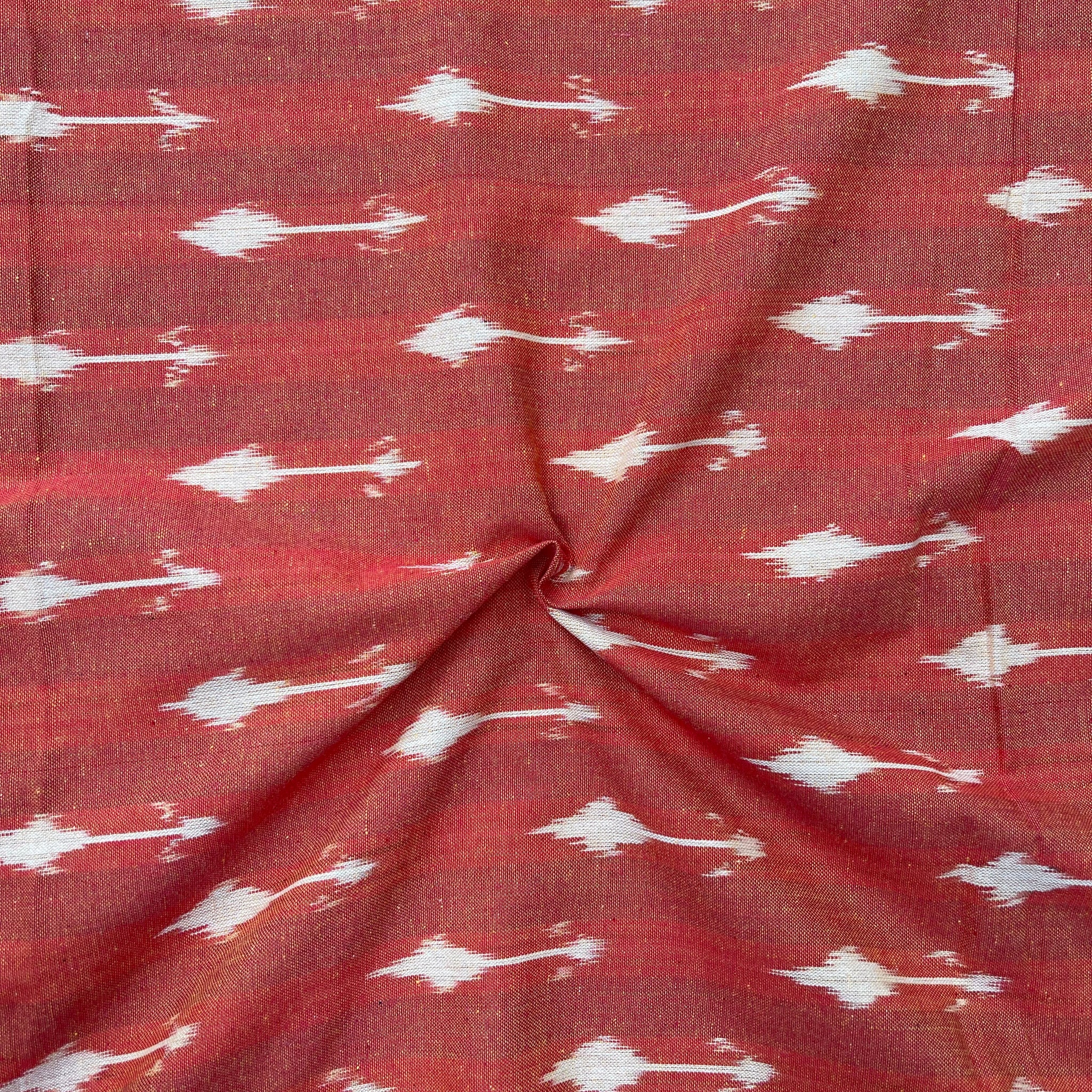 Orange Colour Ikkat Cotton Fabric