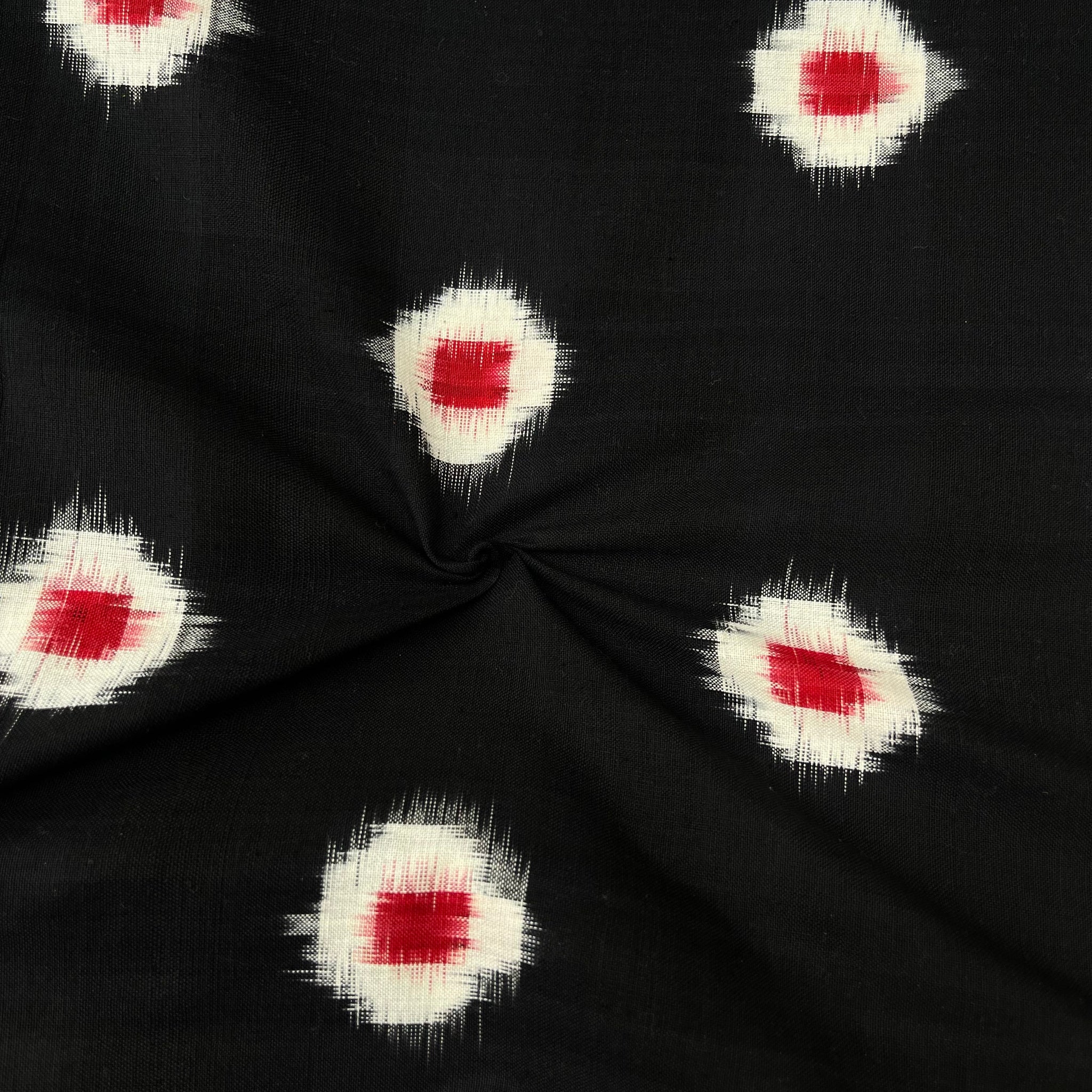 Double Ikkat Cotton Fabric in Red & Black