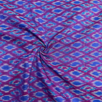 Violet Color Raw Silk Ikkat cotton Fabric