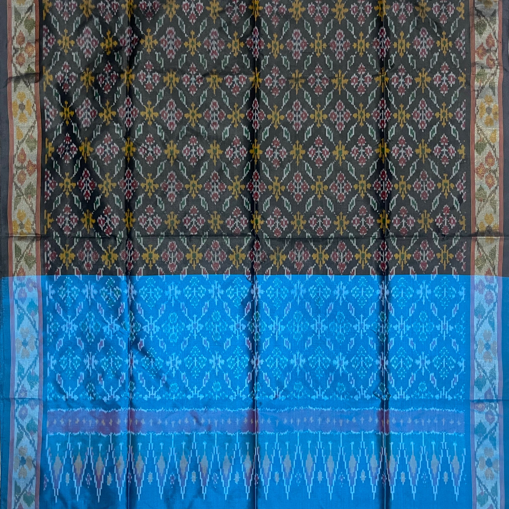 Black & Blue colour Ikkat Handloom silk duppata