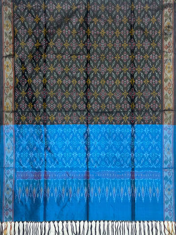 Black & Blue colour Ikkat Handloom silk duppata